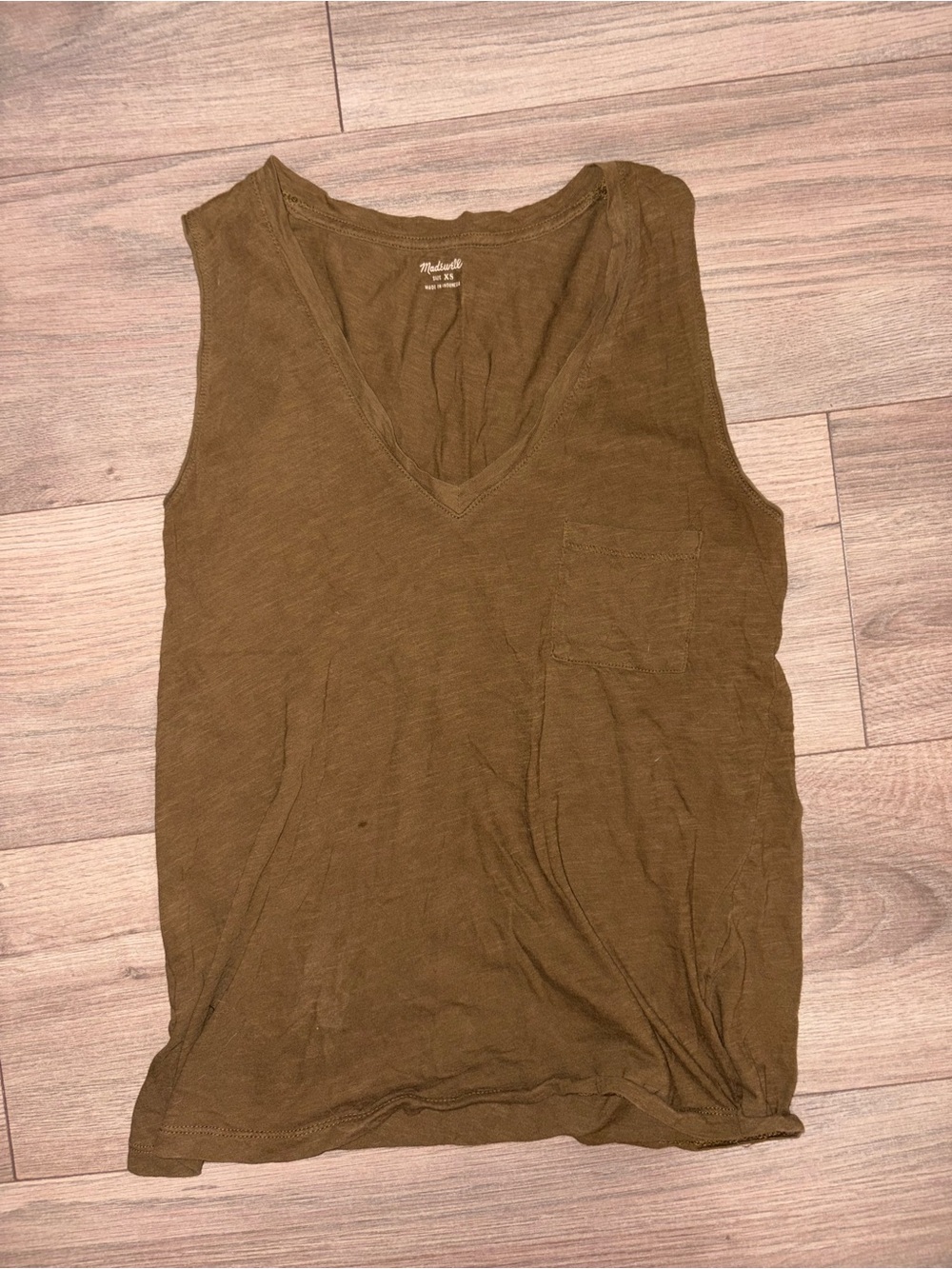 Madewell Olive Green V-Neck Pocket Tank